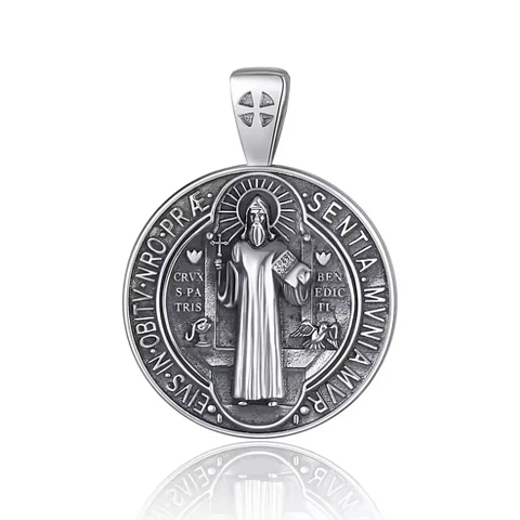 Colgante medalla san benito full definicion en plata 925