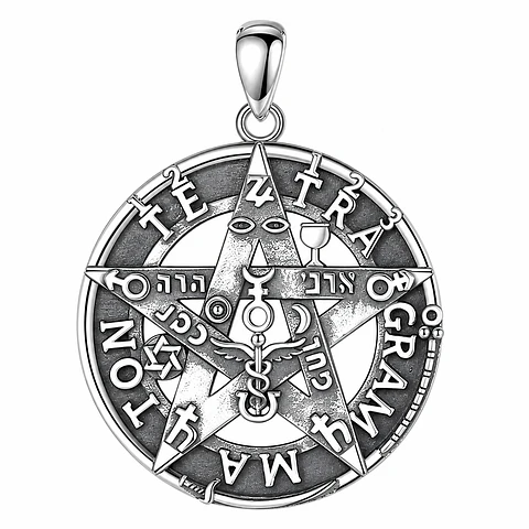 Colgante tetragrammaton, todos los simbolos en plata 925