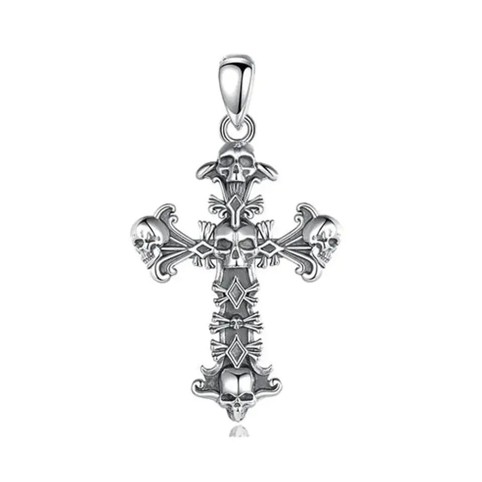 Colgante cruz calavera en plata 925 1