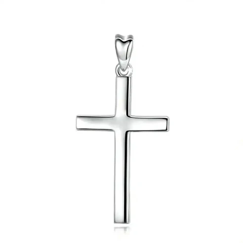 Colgatne cruz lisa religiosa en plata 925