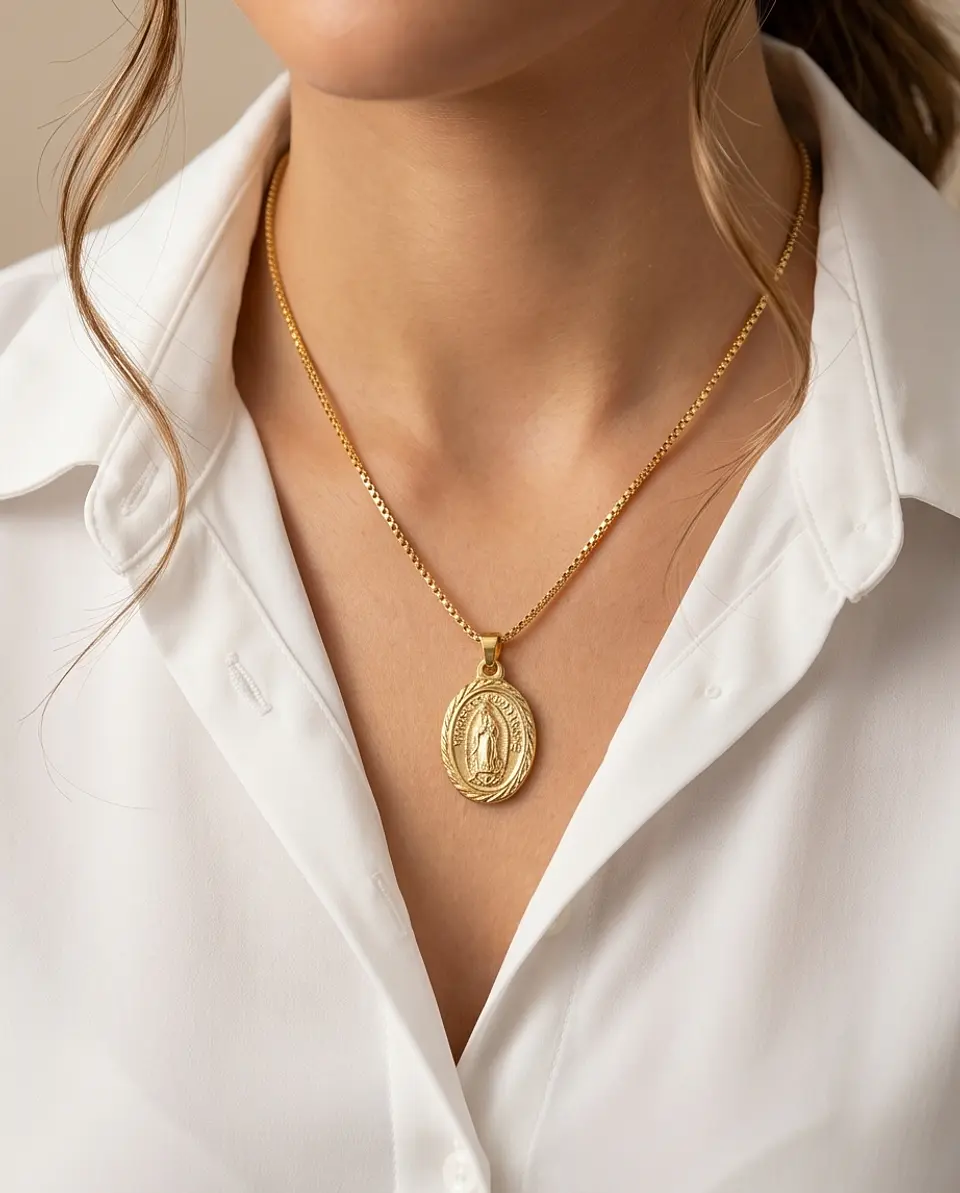 Collar Virgen de Guadalupe – Baño en Oro 18k 3