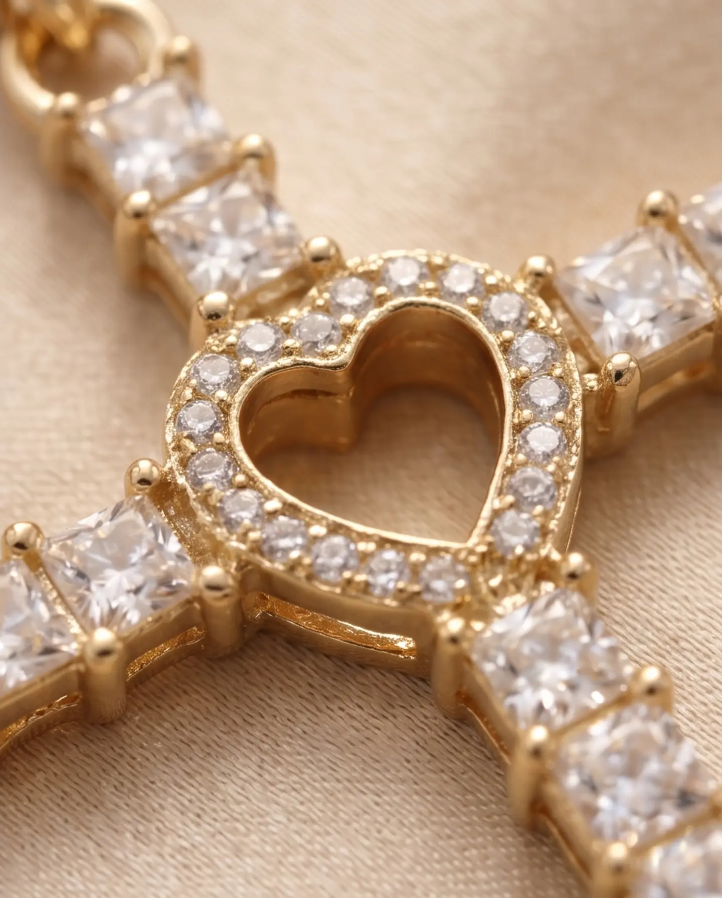 Cruz Divine Heart – Baño en Oro y Cristales 2