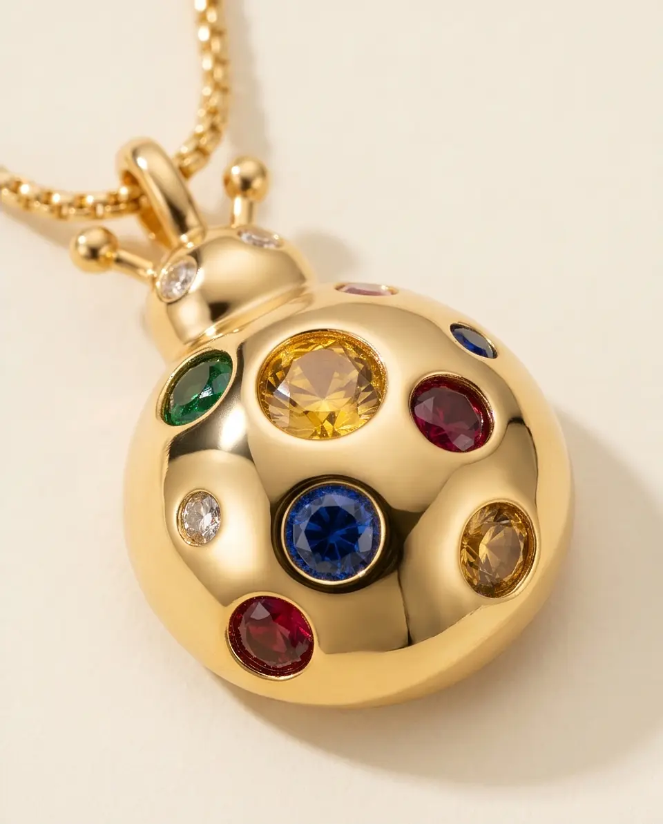 Collar Mariquita Rainbow – Baño en Oro 3