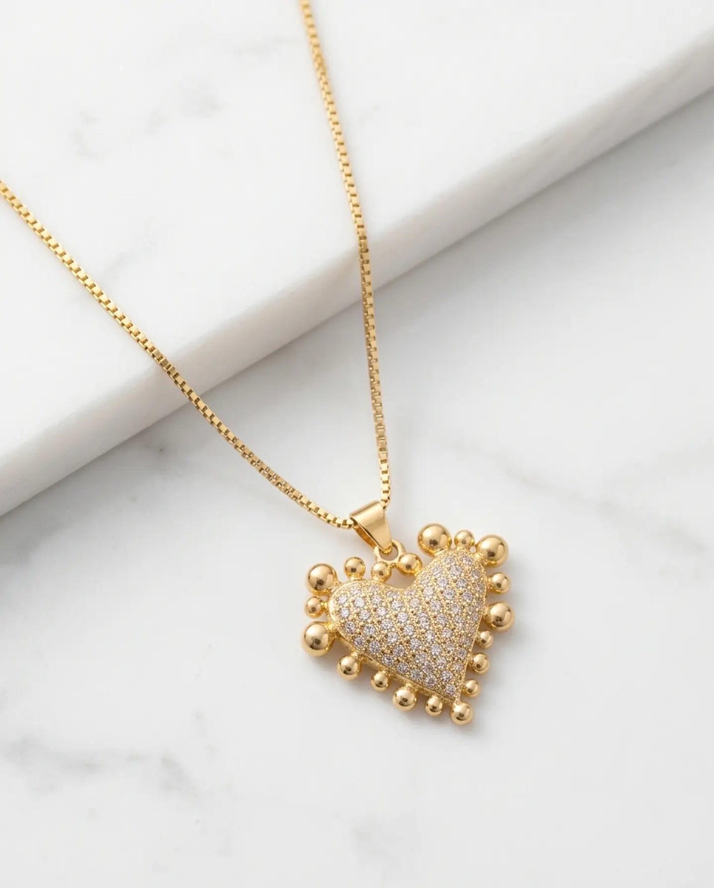 Collar Heart Sparkle – Baño en Oro y Micro Circones 1