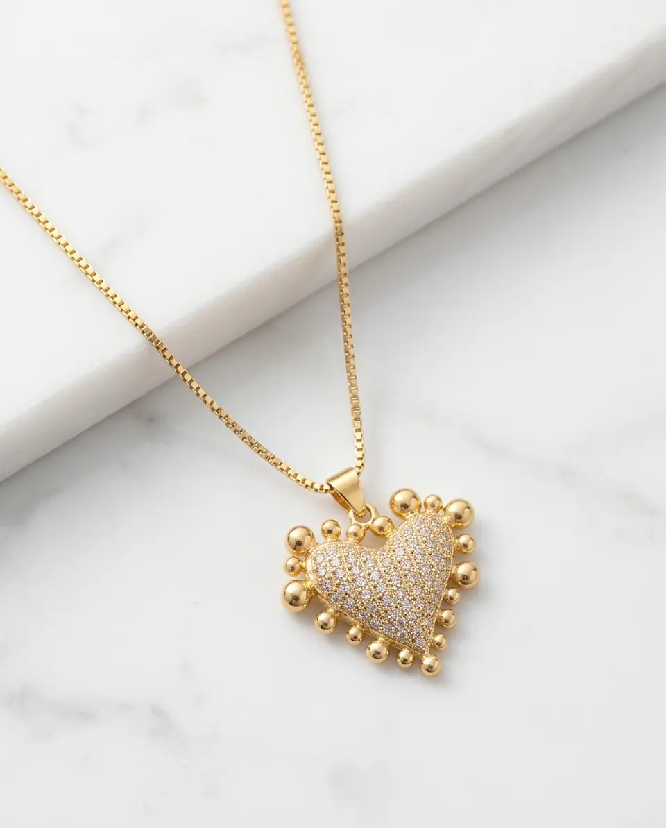 Collar Heart Sparkle – Baño en Oro y Micro Circones 1