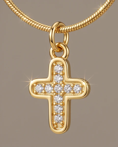 Cruz Radiant Shine – Baño en Oro y Circones
