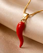 Collar Cornicello Italiano – Baño en Oro y Esmalte Rojo - Miniatura 2