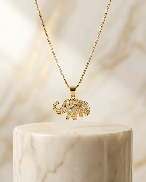 Collar Elefante Fortune – Baño en Oro 18k