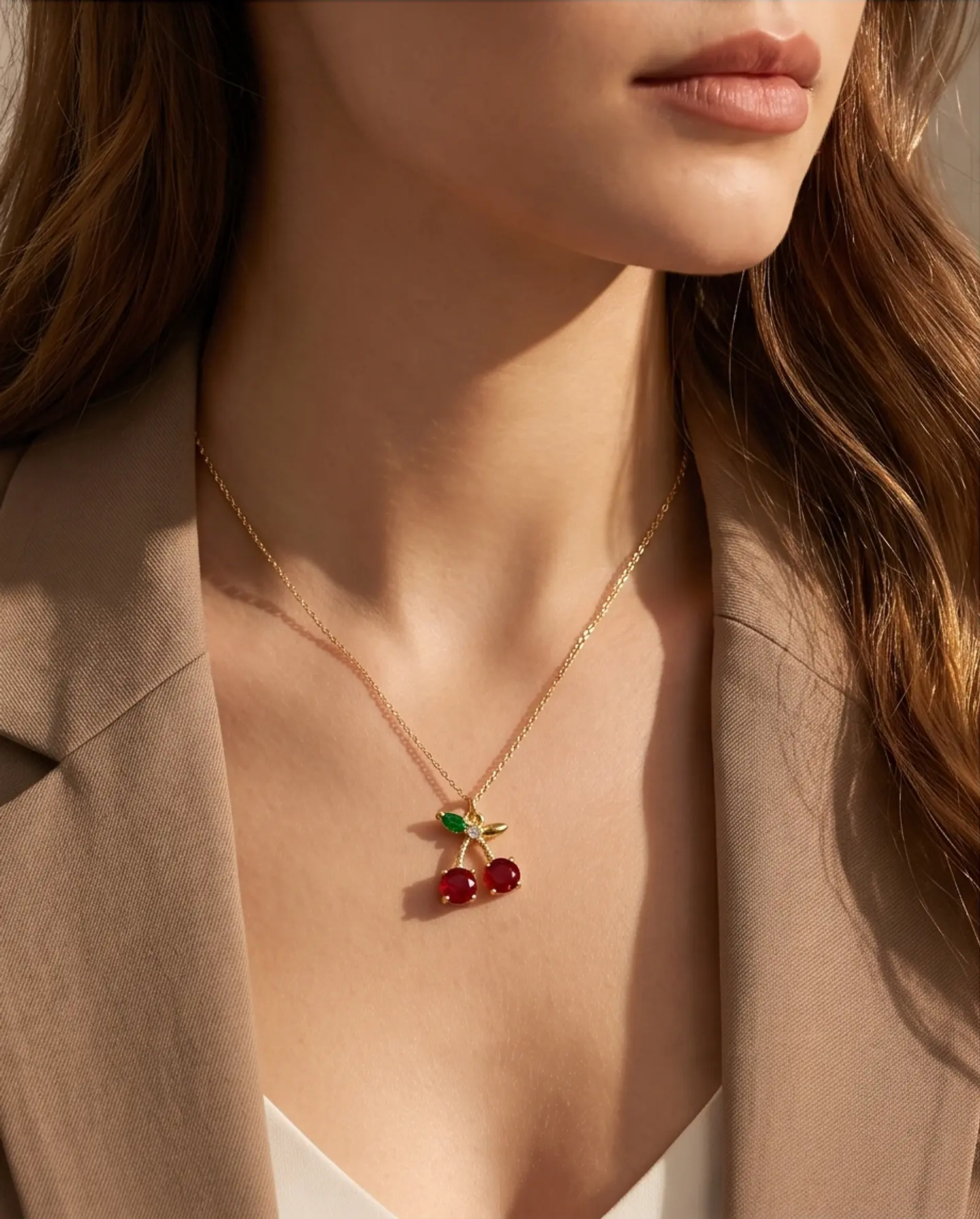 Collar Cherry Shine – Baño en Oro y Cristales 3