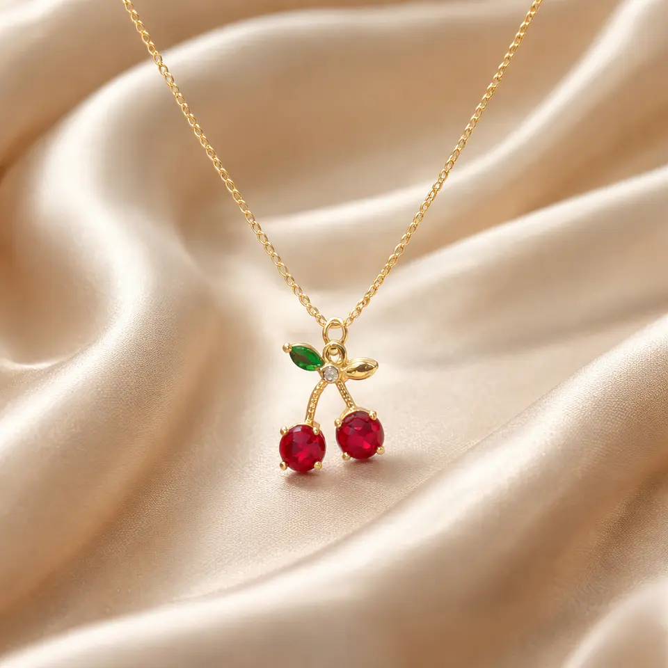 Collar Cherry Shine – Baño en Oro y Cristales 1