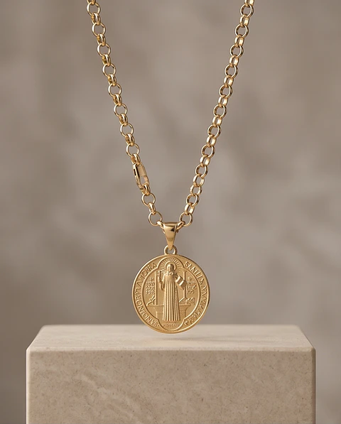 Collar San Benito  Fortaleza– Baño en Oro