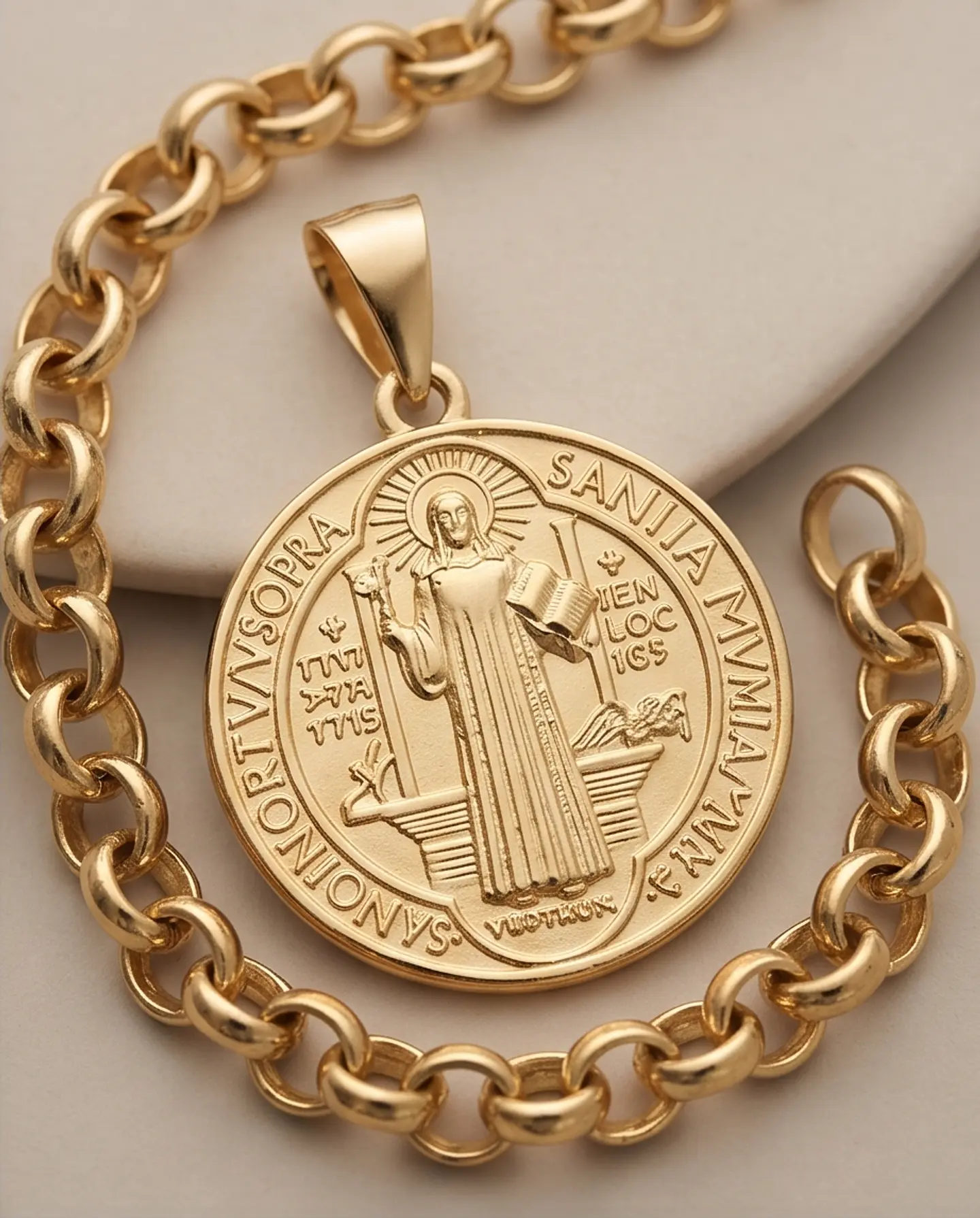 Collar San Benito  Fortaleza– Baño en Oro 3