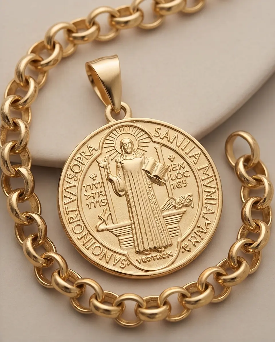 Collar San Benito  Fortaleza– Baño en Oro 3