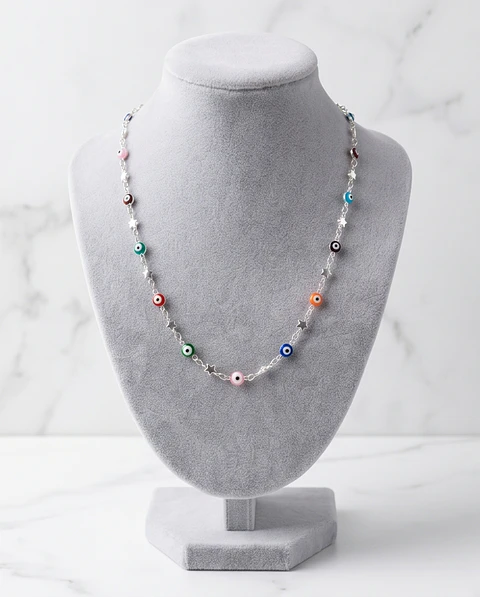 Collar Multi Ojos Turcos - Plata 925