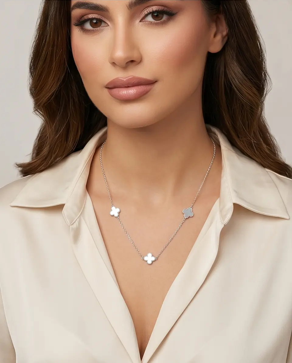 Collar Trébol Nácar - Plata 925 2
