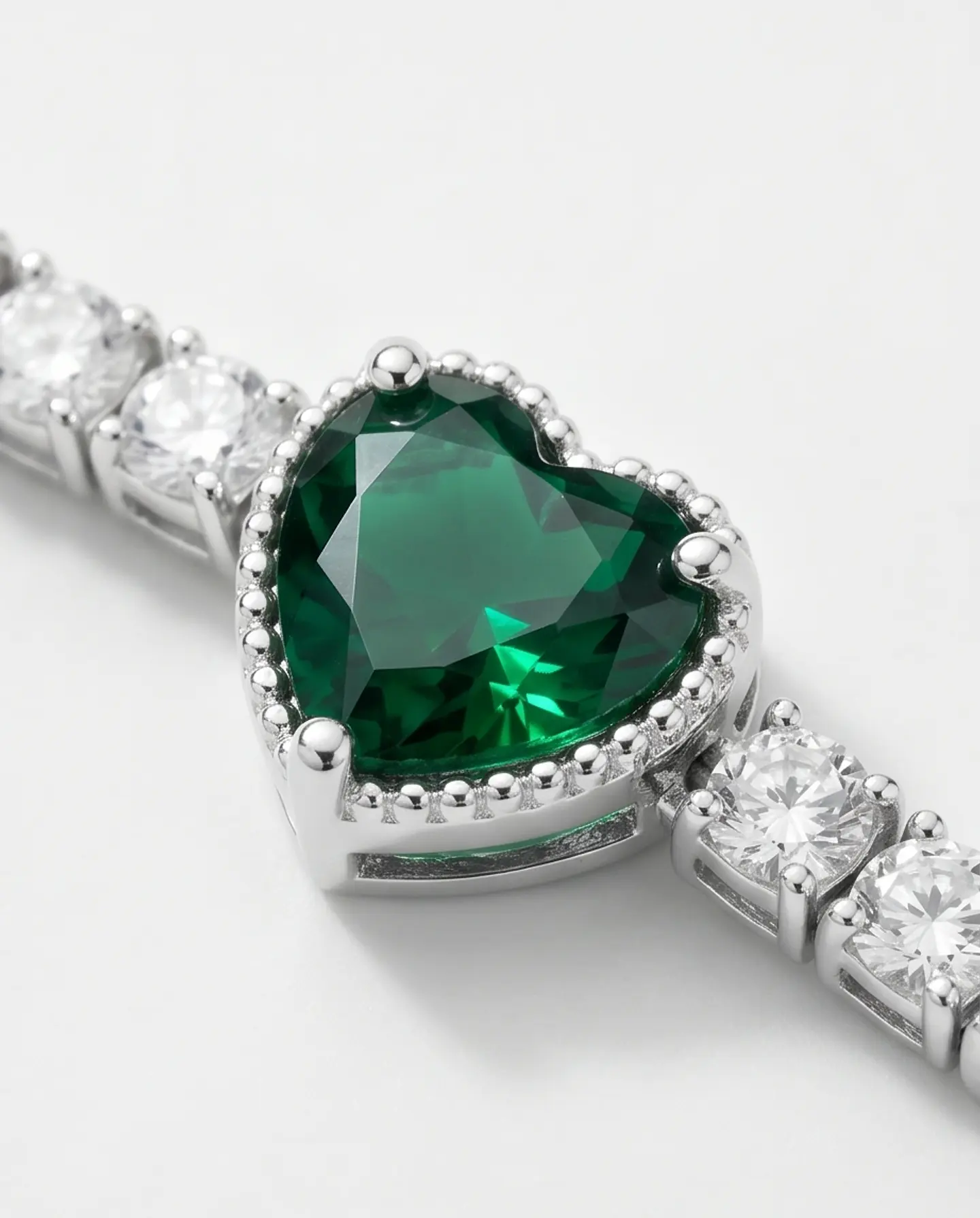 Pulsera Tennis Corazón Esmeralda - Plata 925 2
