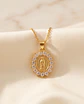 Collar Virgen de Guadalupe Cristal 45 cm – Baño en Oro - Miniatura 2