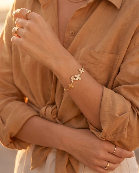 Pulsera Mariposas de Luz – Baño en Oro 18K