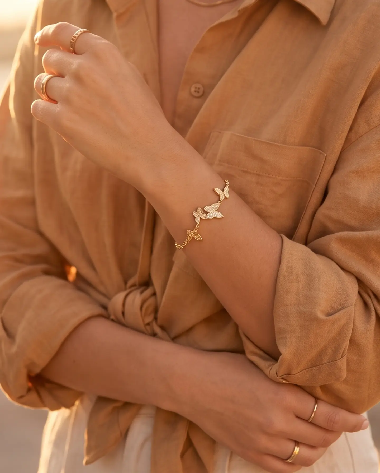 Pulsera Mariposas de Luz – Baño en Oro 18K 1