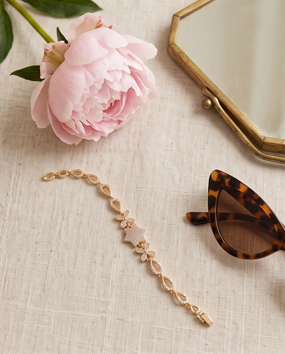 Pulsera Estrella Floral – Baño en Oro 18K  2