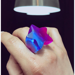 Anillo Estrella dúo tono azul y fucsia