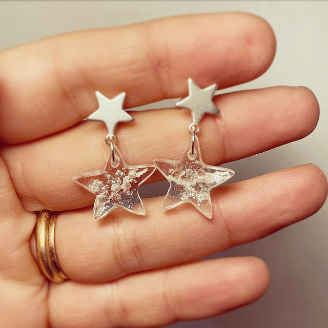 Aritos Estrellas Ceniza colgantes