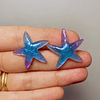 Aros estrella de mar duo tonos azules y violetas