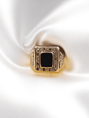 Anillo sello corona onix Oro 18k