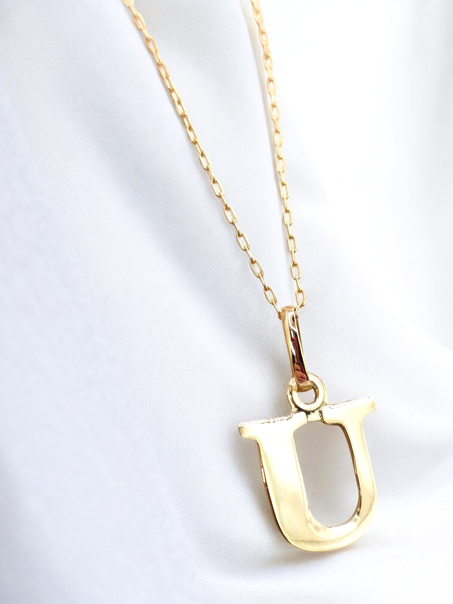 Cadena eslabones 50 cm con inicial 2 cm Oro 18k 12