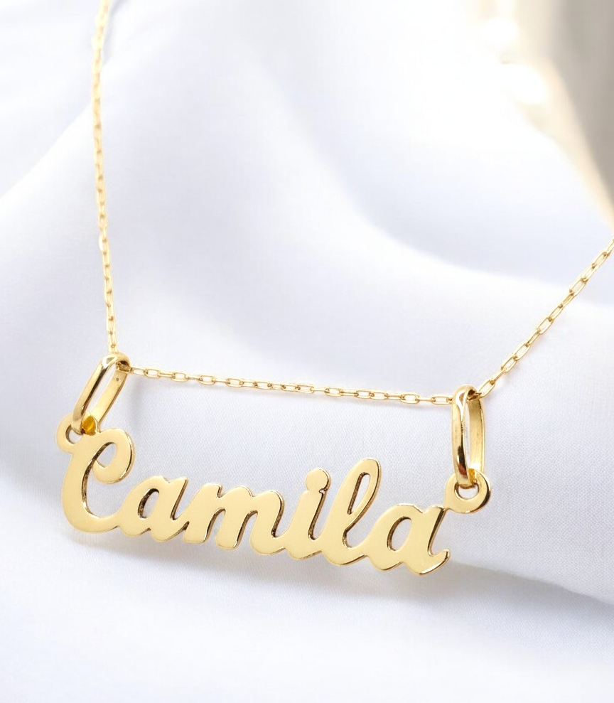 Cadena eslabones 50 cm con nombre Oro 18k 2