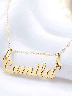 Cadena eslabones 50 cm con nombre Oro 18k