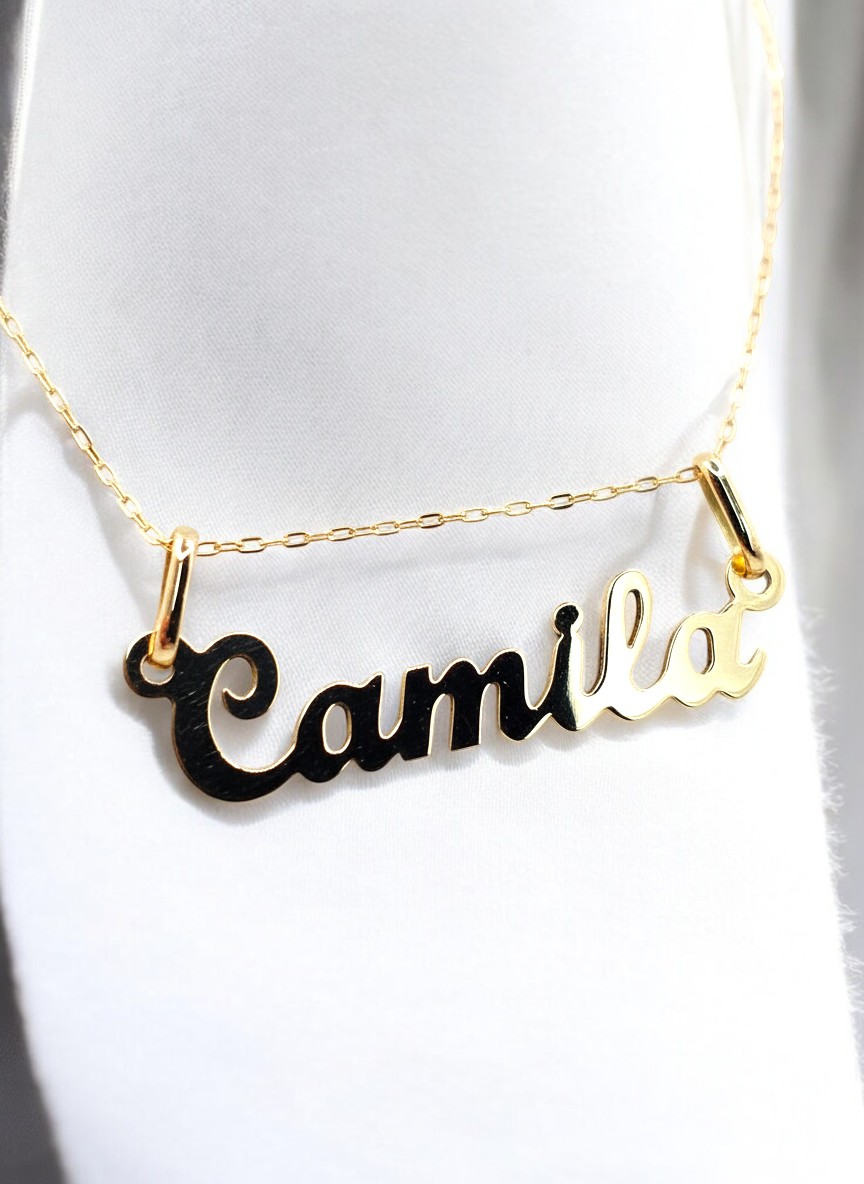 Cadena eslabones 50 cm con nombre Oro 18k 4