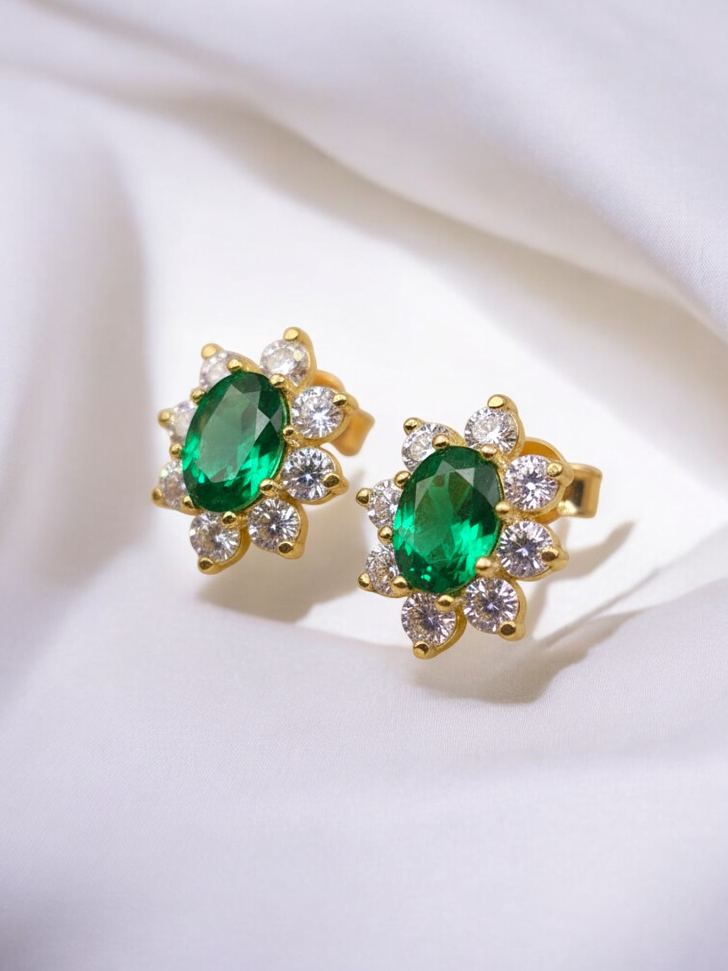 Aros lady esmeralda y circones Oro 18k 1