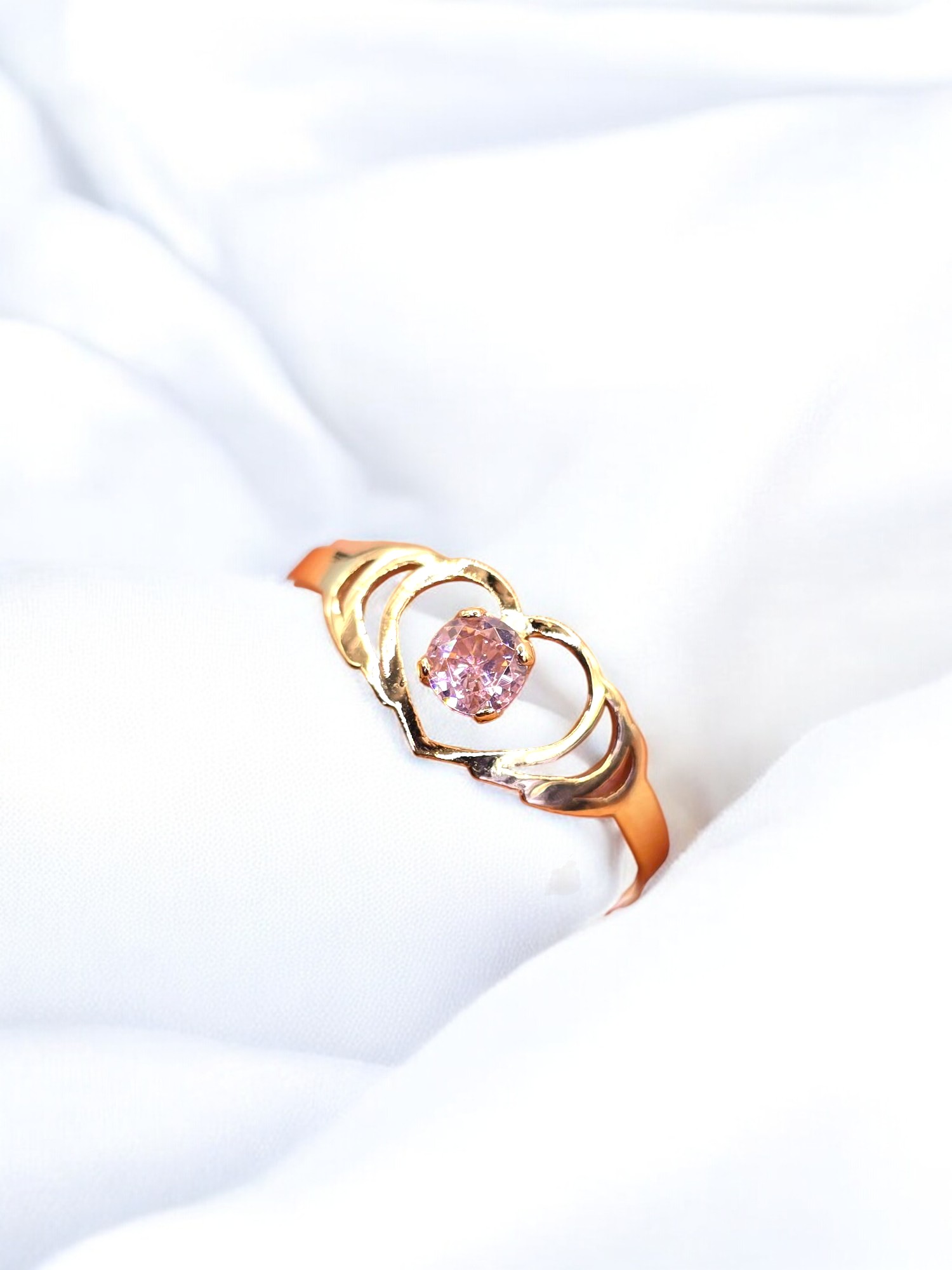 Anillo silueta dos corazones Rosa de francia Oro 18k 4