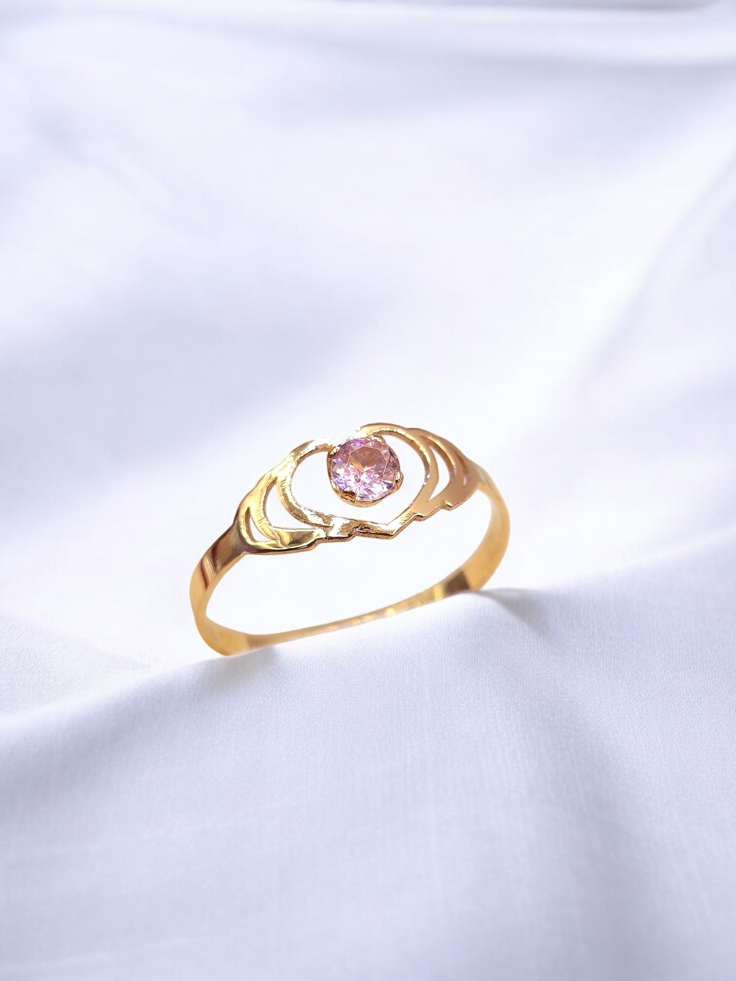 Anillo silueta dos corazones Rosa de francia Oro 18k 2