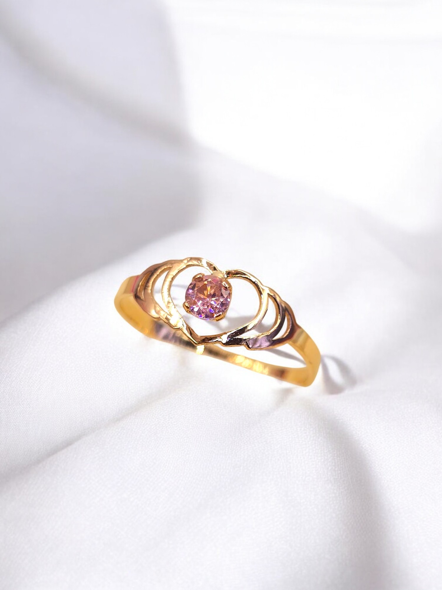 Anillo silueta dos corazones Rosa de francia Oro 18k 3