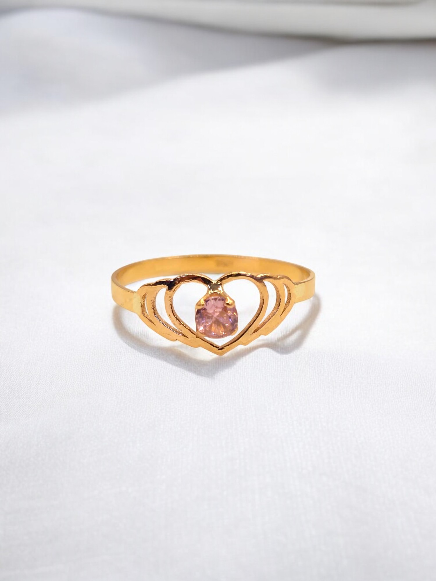 Anillo silueta dos corazones Rosa de francia Oro 18k 1