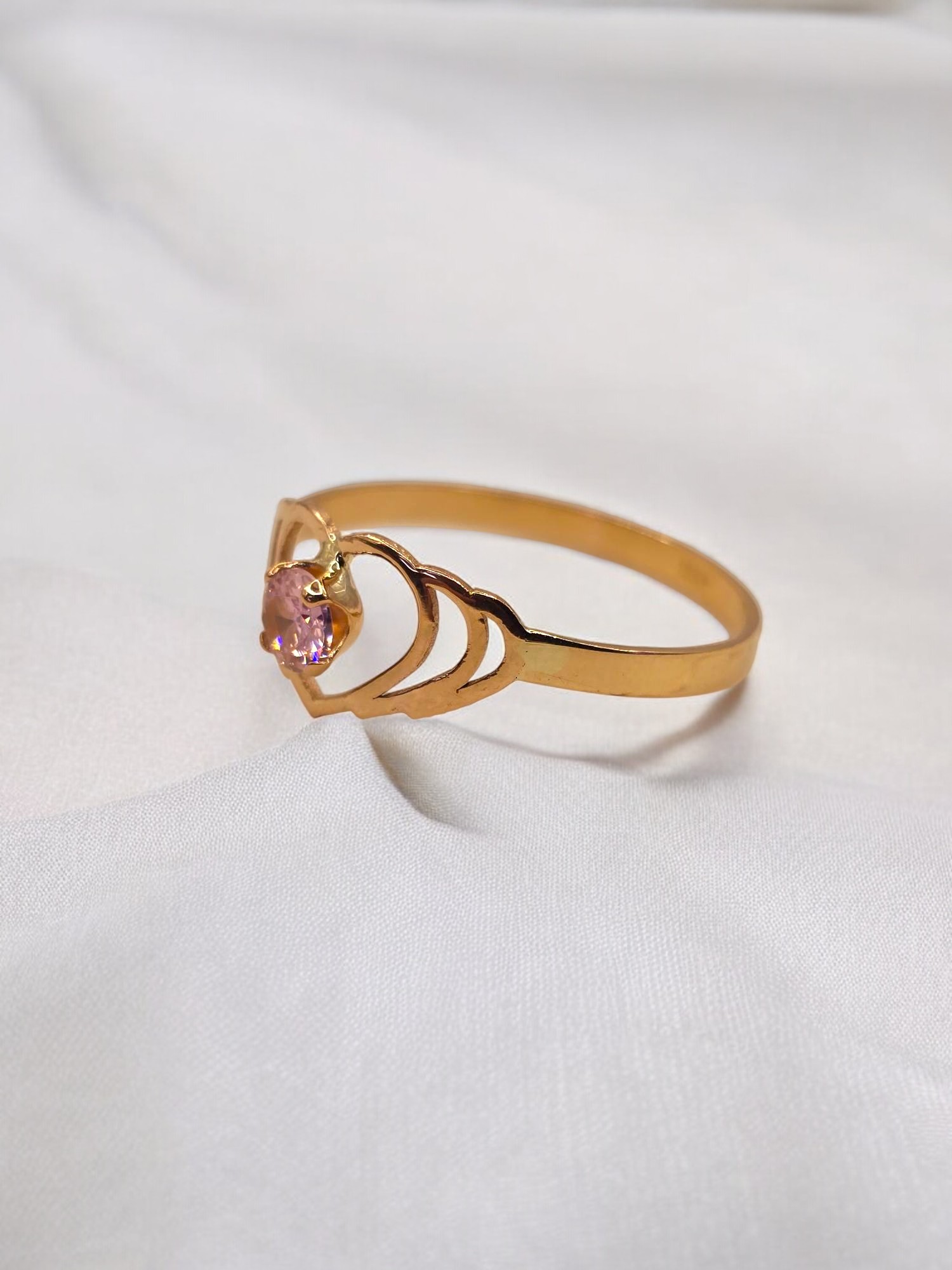 Anillo silueta dos corazones Rosa de francia Oro 18k 5