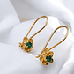 Aros flor esmeralda colgantes oro 18k  - Miniatura 2