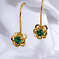 Aros flor esmeralda colgantes oro 18k  - Miniatura 3