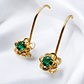 Aros flor esmeralda colgantes oro 18k  - Miniatura 4