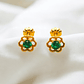 Aros flores esmeralda Oro 18k - Miniatura 5
