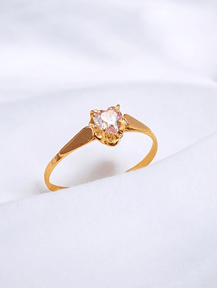 Anillo chatón corazón rosa de Francia Oro 18k