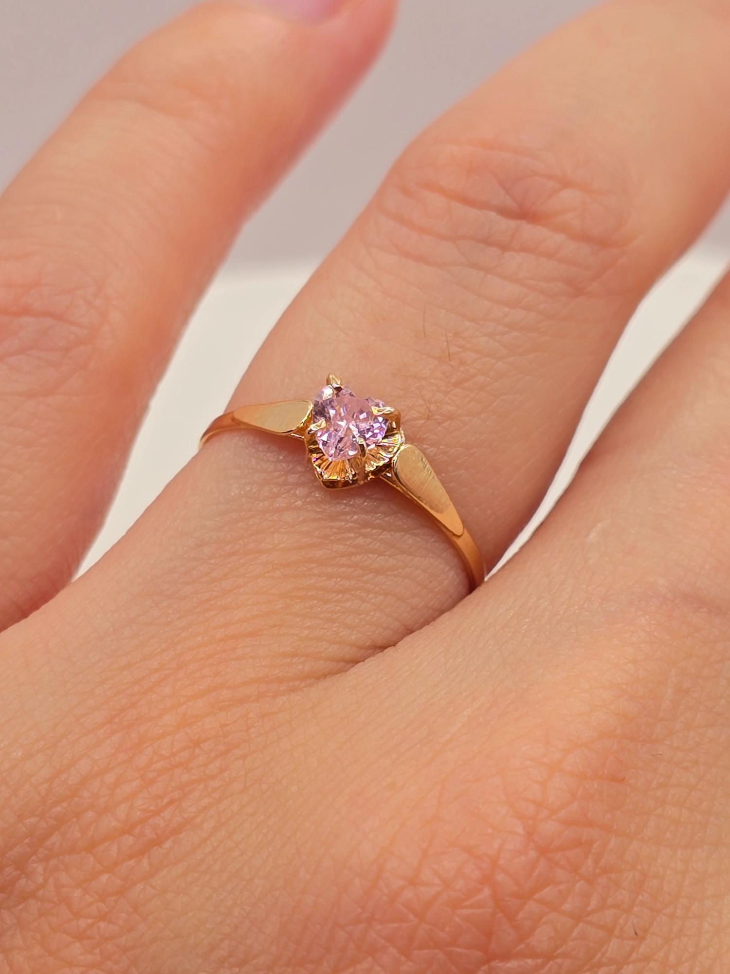 Anillo chatón corazón rosa de Francia Oro 18k 1