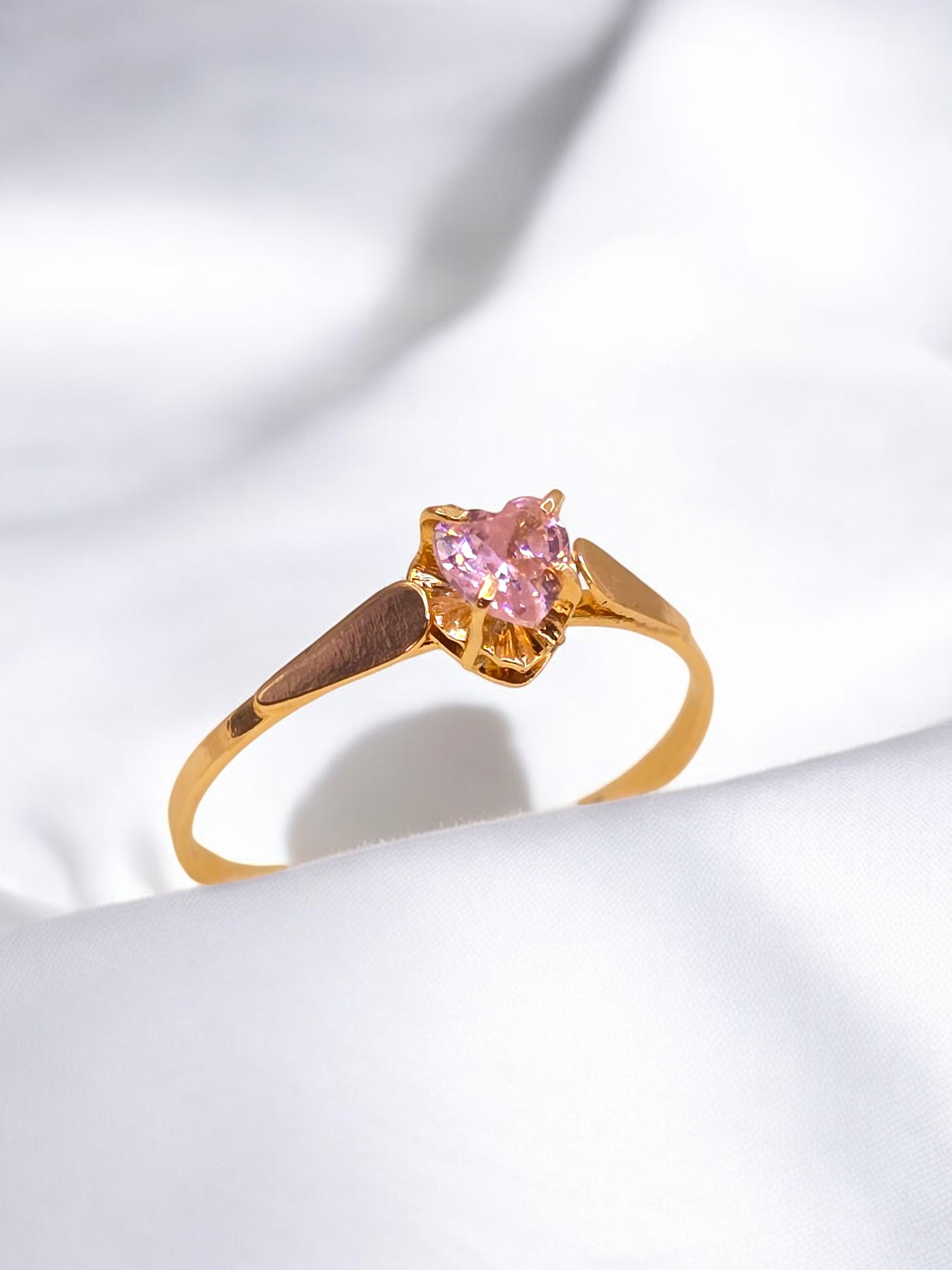 Anillo chatón corazón rosa de Francia Oro 18k 4