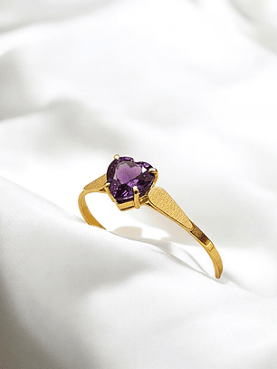 Anillo chatón corazón amatisa Oro 18k