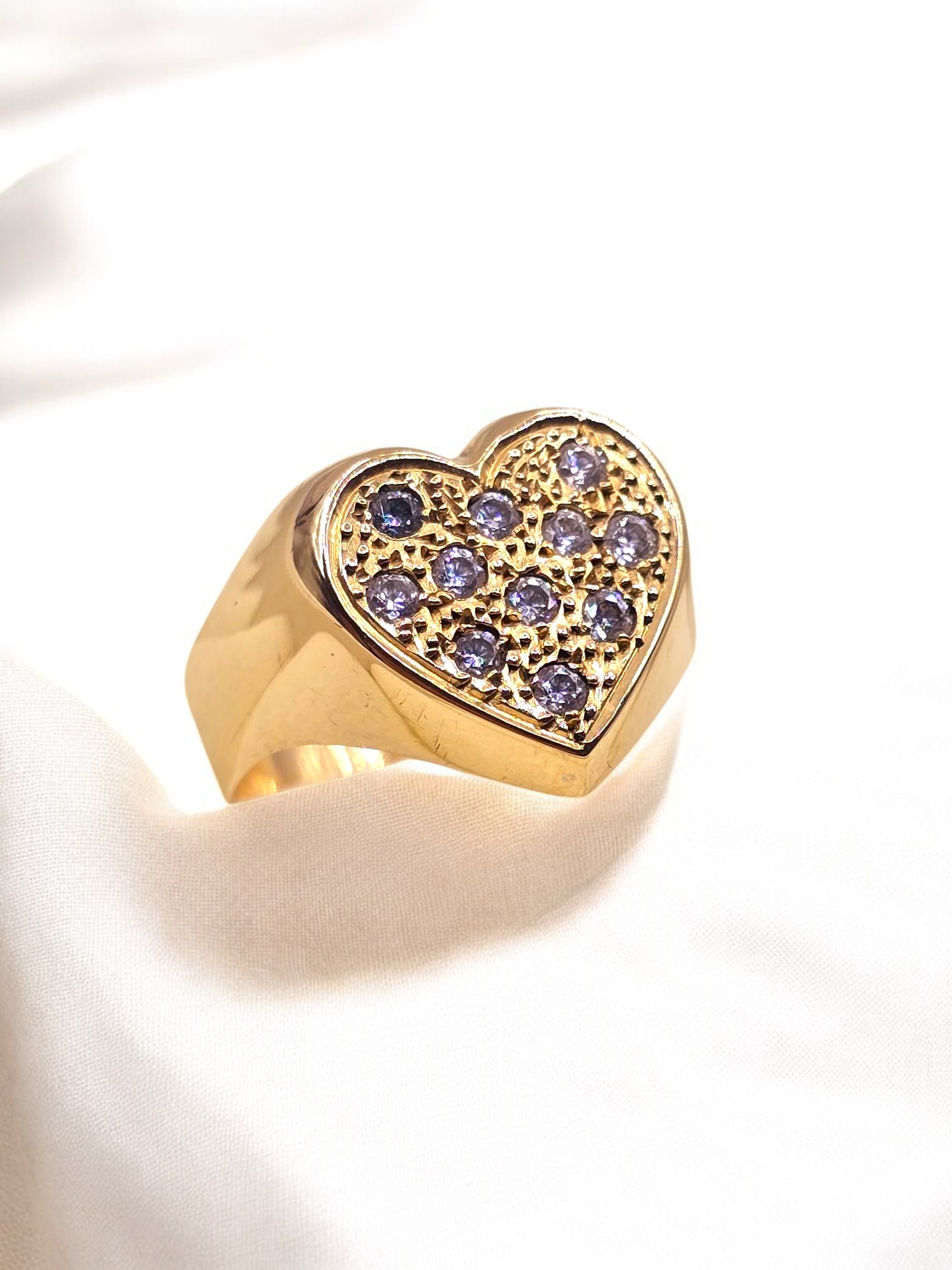 Anillo corazón grande circones Oro 18k 4