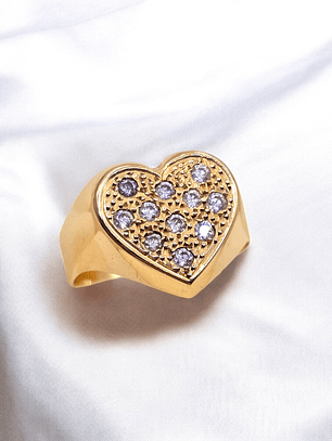 Anillo corazón grande circones Oro 18k