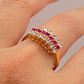 Anillo cintillo rubies y circones grande Oro 18k - Miniatura 2