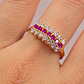 Anillo cintillo rubies y circones grande Oro 18k - Miniatura 4